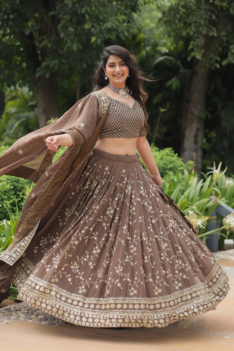 Premium Faux Blooming Lehenga Choli with Embroidered Dupatta – Designer Elegance