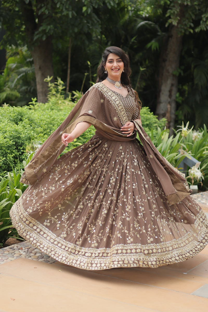 Premium Faux Blooming Lehenga Choli with Embroidered Dupatta – Designer Elegance