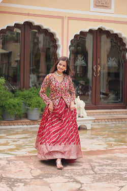 Elegant Maroon Sequins Embroidered Co-ord Set with Lehenga & Designer Blouse