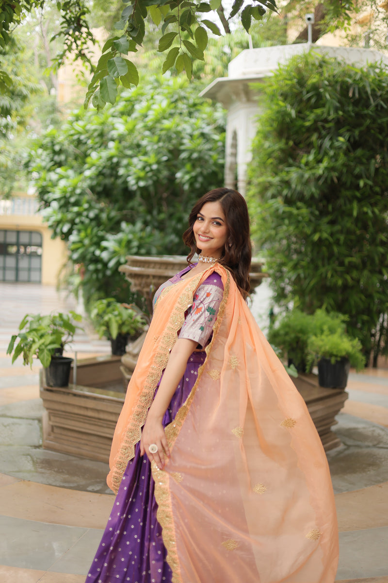 Premium Lavender Cosmos Jacquard Lehenga Choli with Russian Silk Dupatta – Elegance Redefined